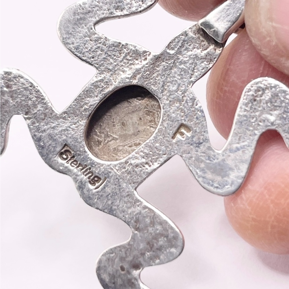 Solid Sterling Silver Frog Pendant With Green Var… - image 4